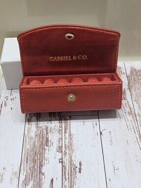 Gabriel & Co. Orange Leather Ring Case